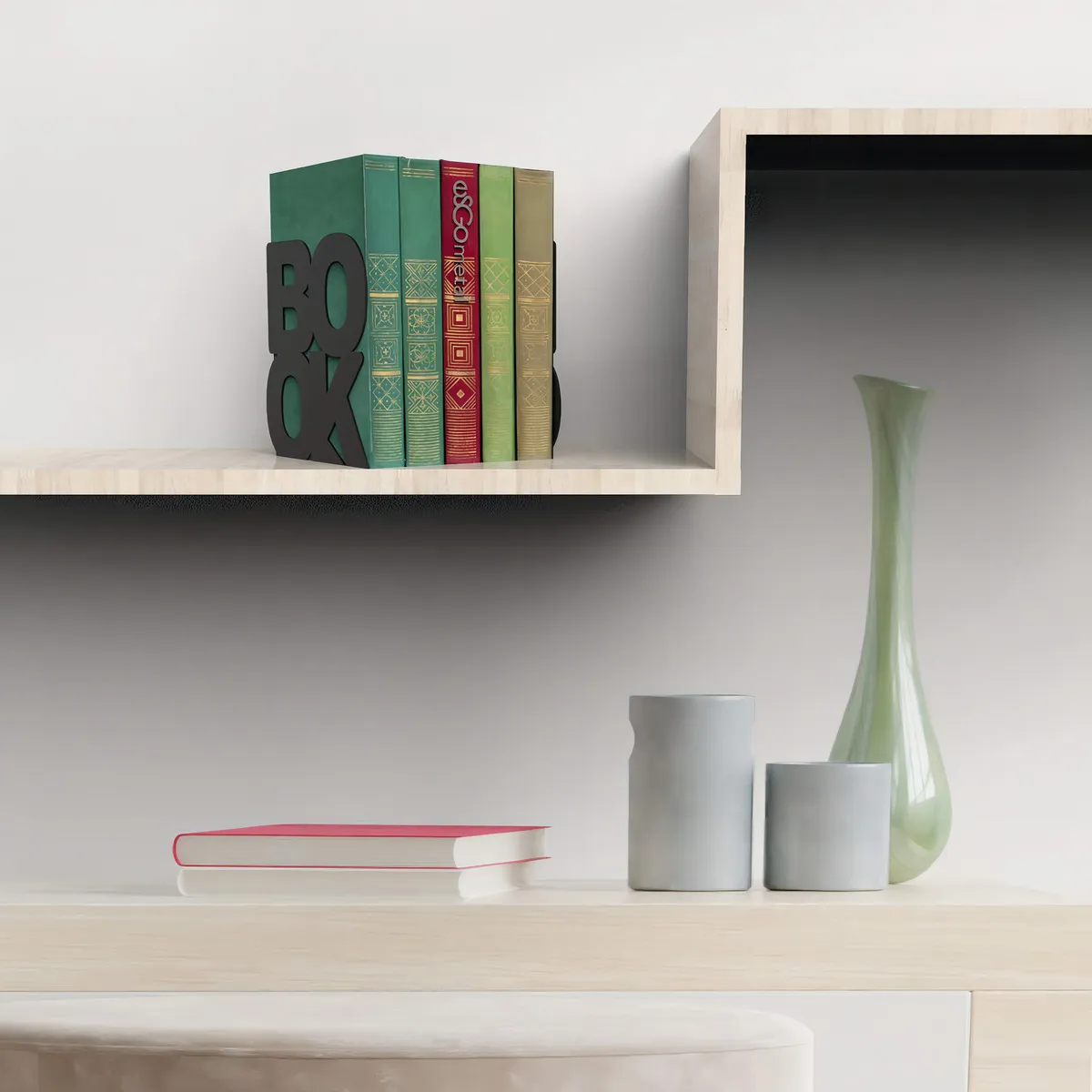 Sujetalibros Decorativo Metálico con Diseño Elegante | Marca DecorAura Modelo Aurora | Soporte Antideslizante para Libros, Revistas y Documentos | Ide