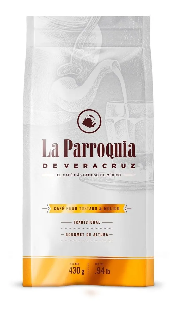 Café La Parroquia Gourmet Puro: Disfruta del Auténtico Sabor Veracruzano en Cada Taza - Molido Fino, 430g - Ideal para Cafeteras de Goteo y Prensa Fra