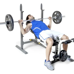 Banco de Pesas Ajustable SportFit Pro: Entrenamiento Profesional en Casa, Soporta hasta 300kg, Plegable y Compacto, Negro y Blanco, Ideal para Ejercic