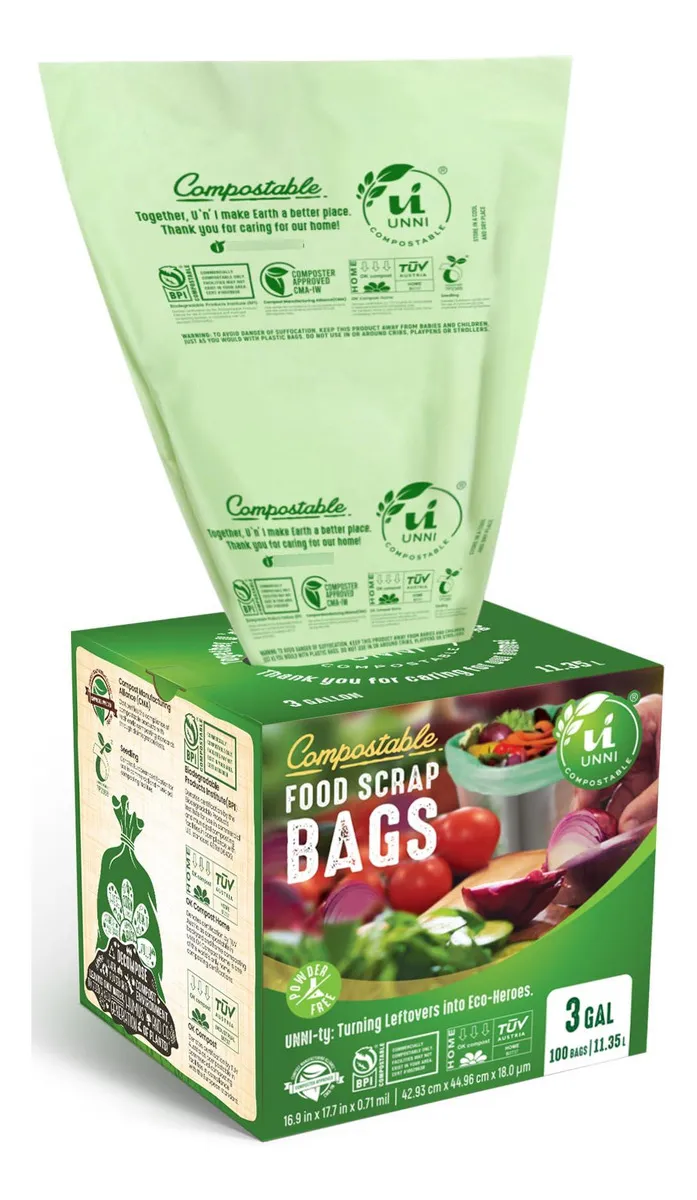 Bolsas Compostables Extra Gruesas BioBag®: 100 Unidades Resistentes, Certificadas para Compostaje Doméstico y Comercial, Ecológicas y Biodegradables
