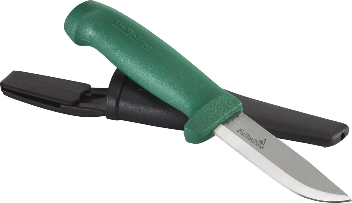 Cuchillo de Supervivencia Hultafors GK 380020: Hoja Fija de Acero al Carbono para Exteriores, Mango Ergonómico y Funda Resistente - Ideal para Camping