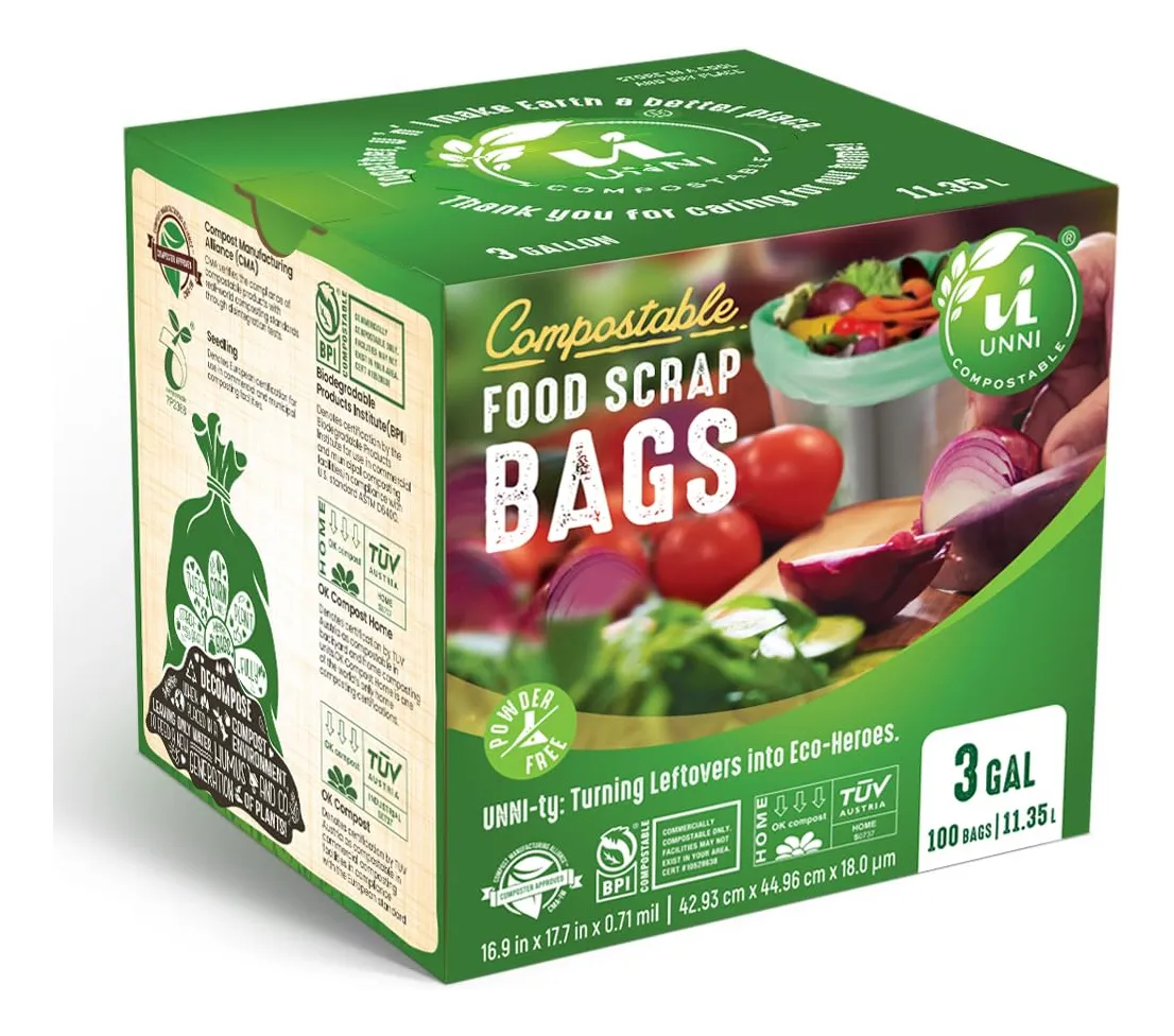 Bolsas Compostables Extra Gruesas BioBag®: 100 Unidades Resistentes, Certificadas para Compostaje Doméstico y Comercial, Ecológicas y Biodegradables