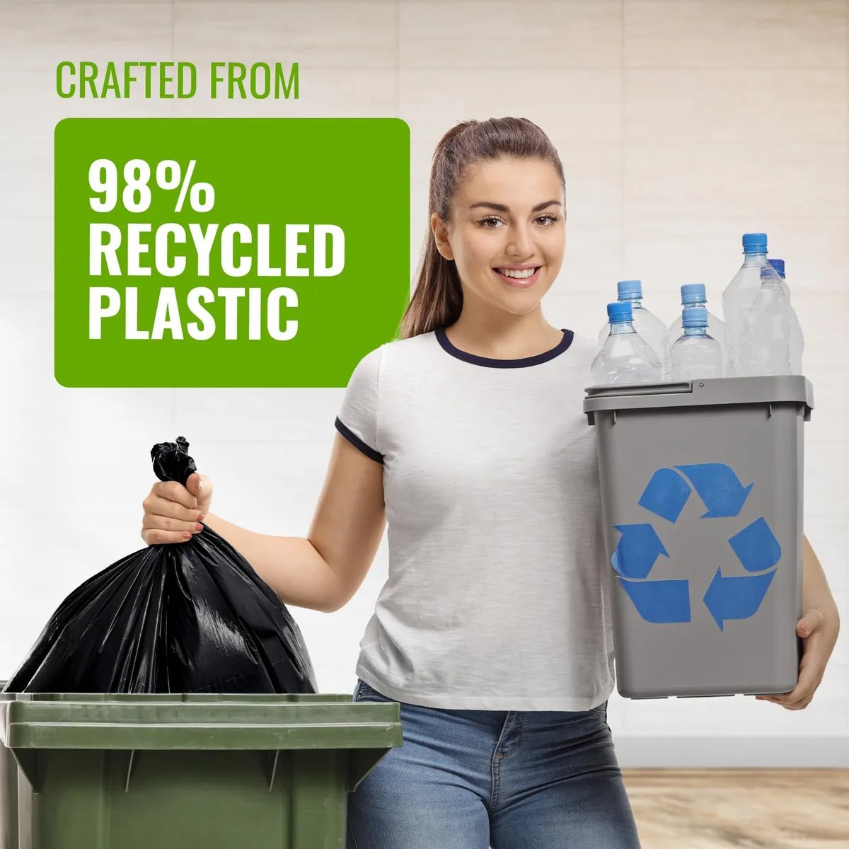 Bolsas de Basura Negras Extra Resistentes Tuff Stuff®: Paquete de 50 Unidades, 3 milésimas de Grosor, Ideal para Uso Pesado en Hogar y Jardín, Evitan