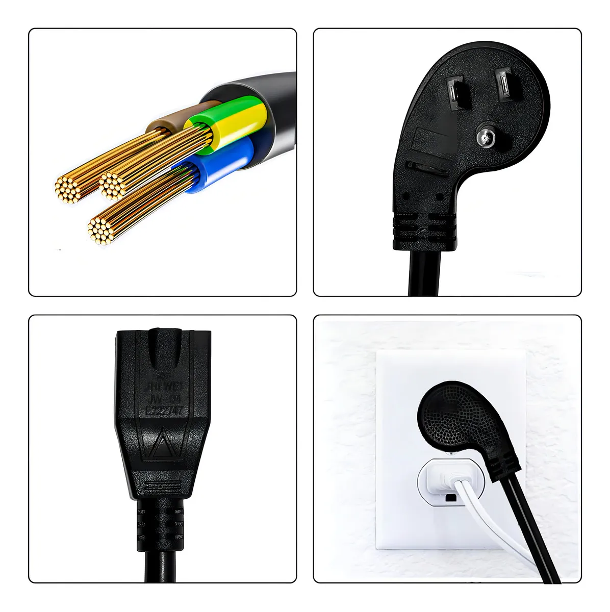 Cable de Extensión con Enchufe Plano en Ángulo de 90 Grados, Negro, Paquete de 3, Marca Leviton, Modelo 5000-003, Ideal para Espacios Reducidos, Uso I