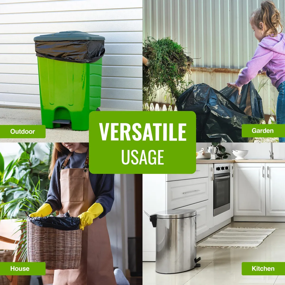 Bolsas de Basura Negras Extra Resistentes Tuff Stuff®: Paquete de 50 Unidades, 3 milésimas de Grosor, Ideal para Uso Pesado en Hogar y Jardín, Evitan