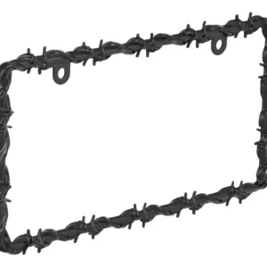 Marco para Placa de Automóvil Rustico y Resistente | Marca "The Ironclad Forge" | Diseño de Alambre de Púas Negro Mate | 22x14cm | Protección y Estilo