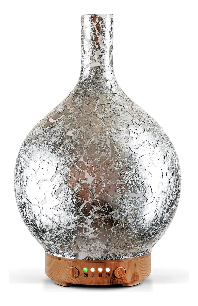 Difusor de Aroma de Cristal Ultrasónico AuraZen™ 7 Colores LED: Humidificador Elegante para Hogar y Oficina - Aromaterapia Relajante, Diseño Silencios