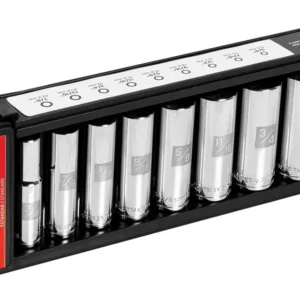 Juego de 9 Dados Largos Estándar, Cuadro de 3/8", Marca Urrea: Máxima Durabilidad y Precisión para Trabajos Pesados. Acabado Cromado, Sistema de Sujec