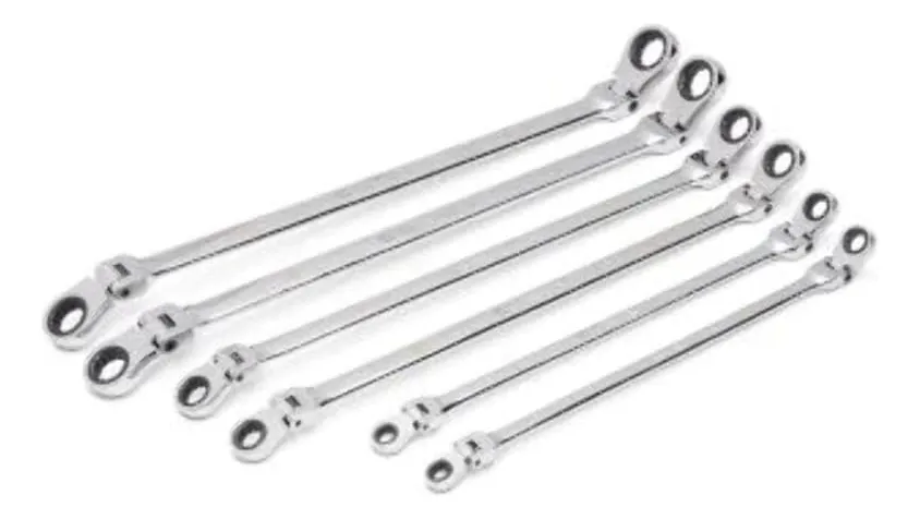 Juego de Llaves de Carraca de Doble Flexión 90 Dientes 12 Piezas Marca WORKPRO: Flexibilidad Extrema, Acceso Fácil en Espacios Reducidos, Acero al Cro