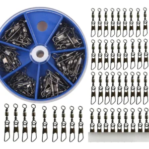 Juego de 50 Enganches Giratorios para Pesca de Alta Resistencia - Marca Eagle Claw - Modelos Variados (Talla 4 a 14) - Ideal para Agua Dulce y Salada