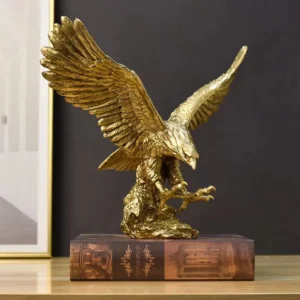 Estatua de Resina Águila Dorada Decorativa: Marca [Marca Imaginaria] - Modelo [Modelo Imaginario] - Elegancia Moderna para el Hogar, Acabado Brillante