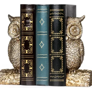 Sujetalibros Decorativos de Búho en Resina, Marca 'Arte & Hogar': Diseño Antideslizante para Escritorio, Estantería, Biblioteca - Elegancia y Organiza