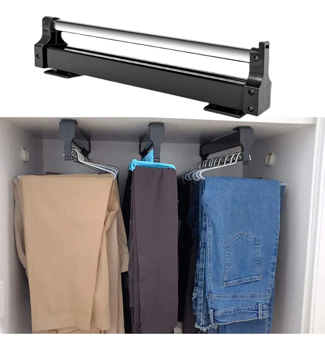 Perchero Extraíble para Clóset ACE con Barra Ajustable: Organización Superior, Ahorro de Espacio y Fácil Acceso a Tu Ropa - Modelo X2000