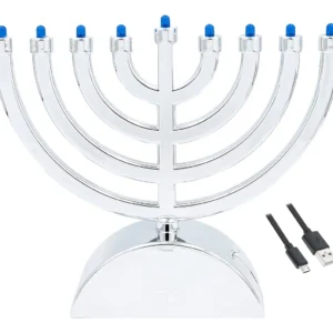 Menorá Eléctrica Mini Clásica LED Plateada para Hanukkah - Brilla Intensamente, Diseño Elegante de [Marca] Modelo [Número de Modelo] - Celebración Seg