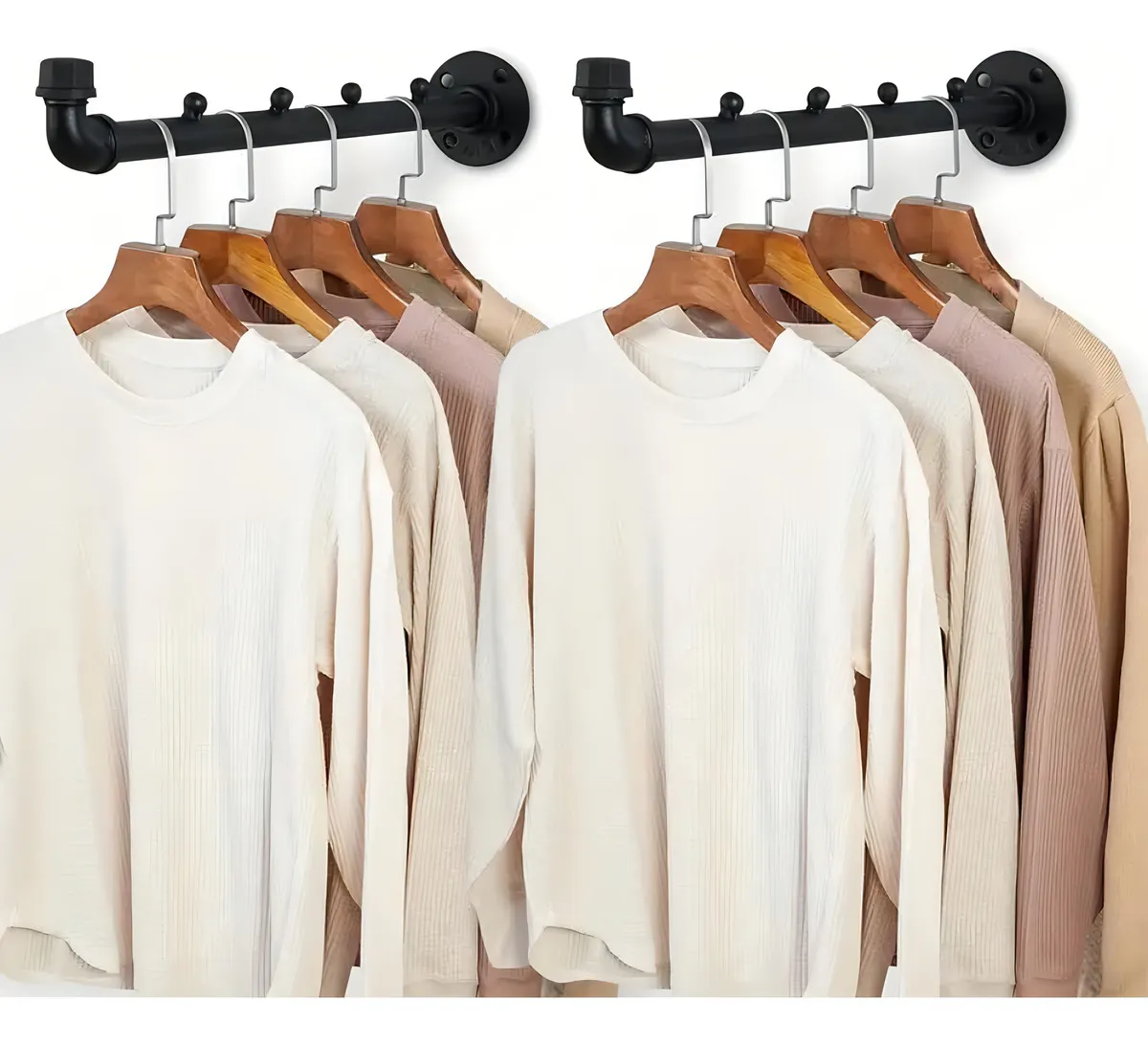 Barra Industrial de Ropa para Pared COLG: Modelo Premium en Acero Reforzado, Diseño Vintage y Capacidad Superior, Ideal para Tiendas y Hogar - ¡Resist