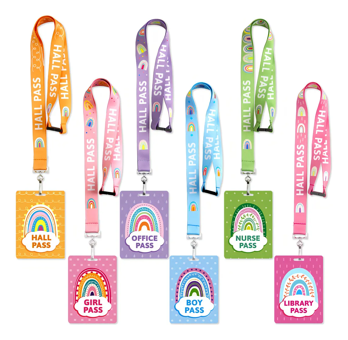 Juego De 6 Cordones Escolares Reutilizables Boho Rainbow