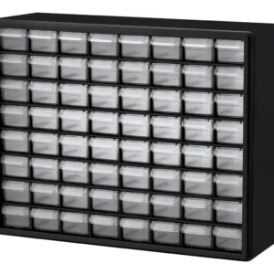 Organizador de Almacenamiento de Plástico BLACK+DECKER con 64 Cajones Negros: Ideal para Tornillos, Clavos y Herramientas Pequeñas – Perfecto para Tal