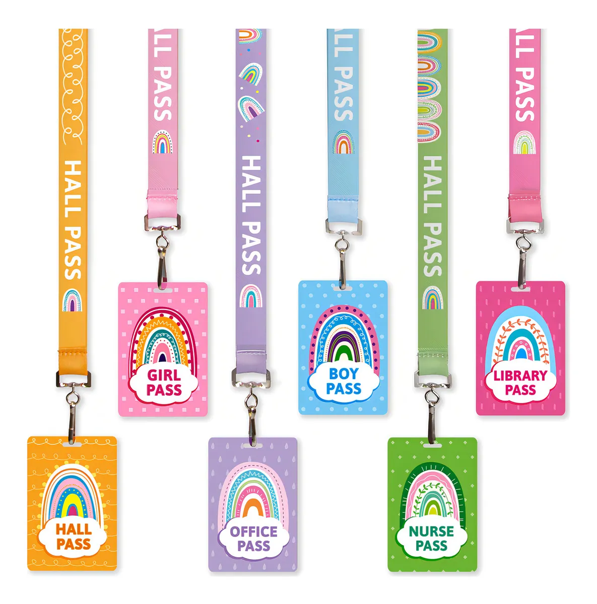 Juego De 6 Cordones Escolares Reutilizables Boho Rainbow