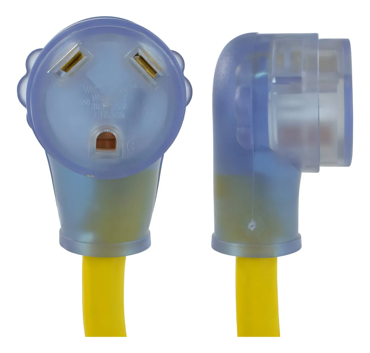 Cable de Extensión RV 30 Amp Amarillo Extendido - 15 Metros, Marca Camco: Resistente, Seguro y Listo para Conexiones Eléctricas Confiables en tu Casa