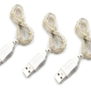 Iluminación Festiva Eco-Amigable: Set de 3 Cadenas de Luces LED USB Multicolor, Marca Genérica, Modelo FX-3000, para Decoración Navideña y Ambientes C