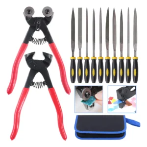 Kit Profesional de Herramientas para Mosaico CREATE & CRAFT®: 12 Piezas Esenciales para Vidrio, Cerámica y Manualidades. Cortadores Precisos, Alicates
