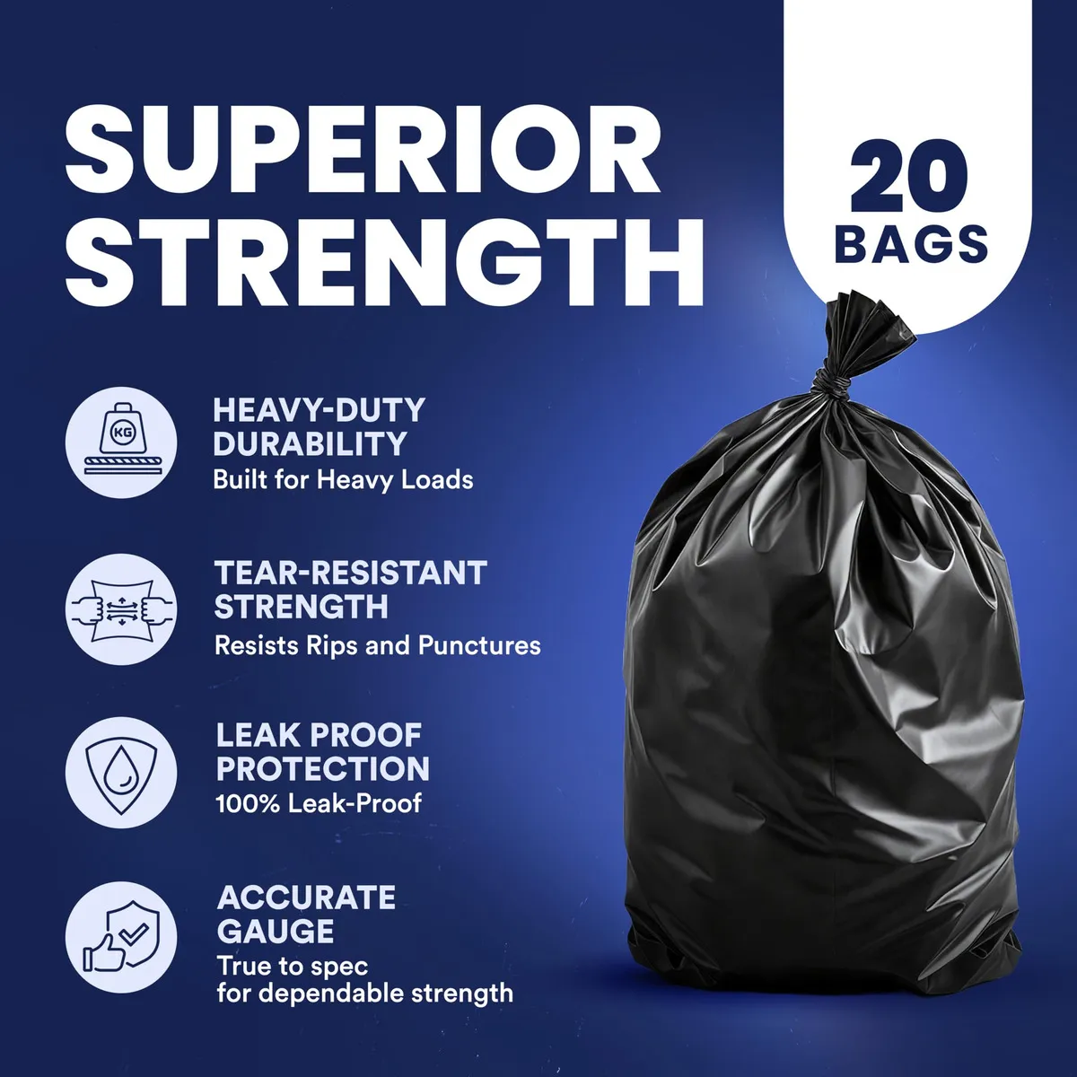 Bolsas de Basura Negras para Contratistas Hechas para Durar: Marca X, Modelo HD-5560, 55-60 Galones, Alta Resistencia, Paquete de 50 - Perfectas para