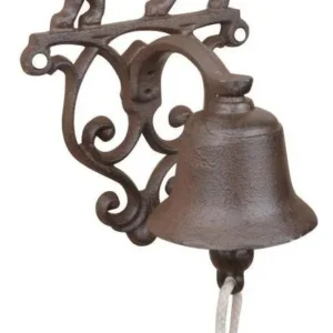 Timbre de Puerta Rústico Esschert Design: Hierro Fundido con Diseño de Gato, Sonido Claro y Duradero, Ideal para Hogar y Jardín, Fácil Instalación