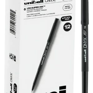 Bolígrafos Onyx Micropunto Negros - Paquete de 12 Unidades - Punta Redonda Fina - Escritura Suave y Precisa para Oficina, Escuela y Hogar