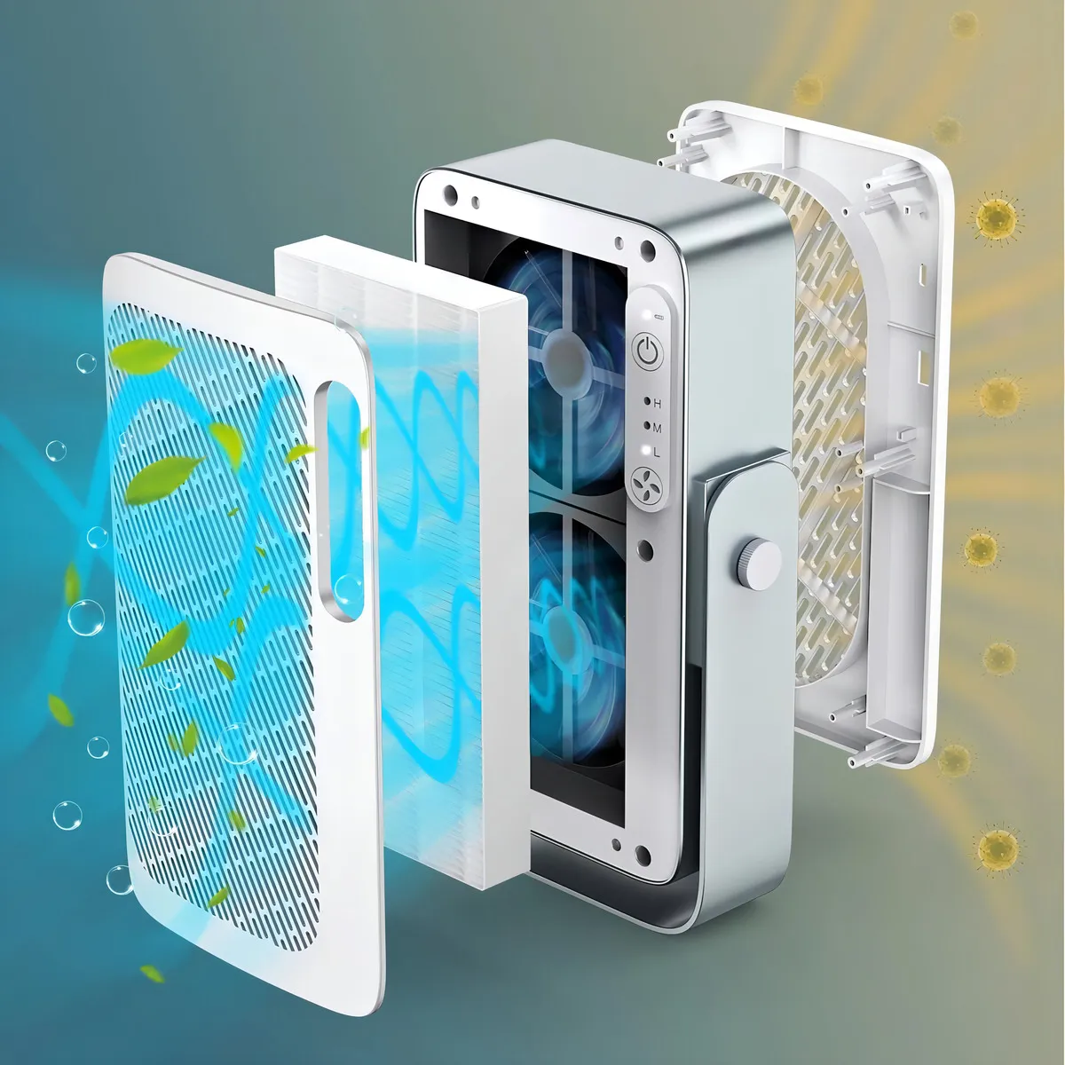 Purificador de Aire Laminar Personal Portátil Honeywell HEPA con Batería Recargable - Modelo HPA100B - Elimina Alérgenos, Virus y Olores