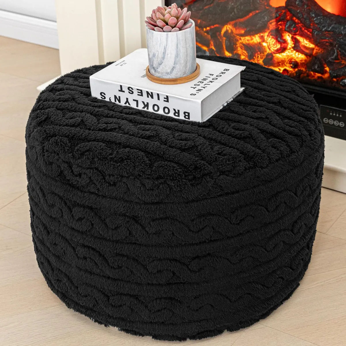 Taburete Otomano Rectangular Negro Versátil | Marca Elegante, Modelo Confort Max | Diseño Moderno para Sala y Recámara, Tapizado Premium, Fácil Limpie