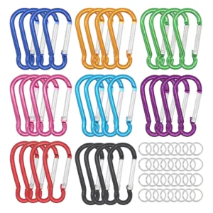 Mosquetones de Aluminio Miniatura Multiusos (32 Piezas, 8 Colores Vibrantes) - Marca Genérica - Ideal para Llaveros, Camping, Senderismo y Manualidade