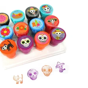 ¡Decora con Estilo! Juego de 12 Sellos Autoentintables Calavera de Azúcar [Marca Genérica] - Diseño Festivo y Duradero para Manualidades, Scrapbooking