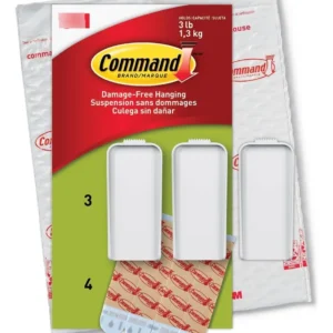 Lona Colgadero Command Grande con 3 Ganchos: Organización sin Daños, Adhesión Fuerte y Reutilizable | Ideal para Cocinas, Baños y Oficinas