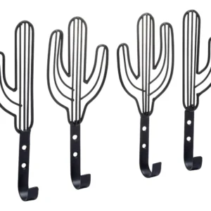 Ganchos Decorativos Metálicos Negro Diseño Cactus Saguaro - Marca ArteMano - Elegancia y Organización para Pared, Ideal para Colgar Llaves, Abrigos y