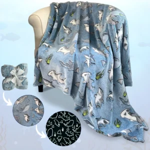 Cobija de Tiburón que Brilla en la Oscuridad - ¡Suavidad y Confort Máximos! Marca X-Dream, Modelo SH-100, Ideal para Niños y Adultos. Perfecta para No