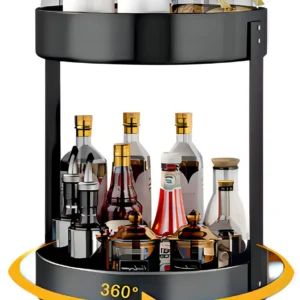 Organizador Giratorio de 2 Niveles para Alacena - Marca OXO Good Grips - Modelo 1215350 - Acero Inoxidable, 25.8 cm de Diámetro - Maximiza Espacio y F