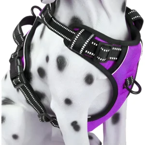 Arnés para Perro Antitirones Reflectante Marca 'HappyTail': Diseño 'Nomad', Morado, Talla [Indicar Talla]. Incluye 2 Correas y Asa Superior. Seguridad