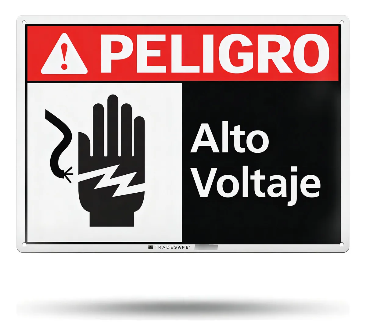 Señal de Advertencia de Alto Voltaje Reflectante de Aluminio Tradesafe TS-SS-SS-7: Seguridad Visible, Resistente y Duradera para Entornos Peligrosos,
