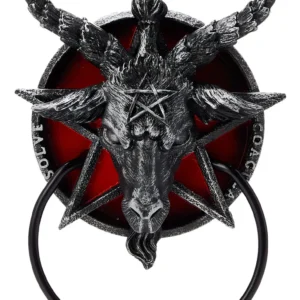 Aldaba Decorativa Baphomet Sabbatic Goat con Pentagrama - Diseño Exclusivo para Puertas - Acabado Detallado y Duradero - Marca [Nombre de la Marca]