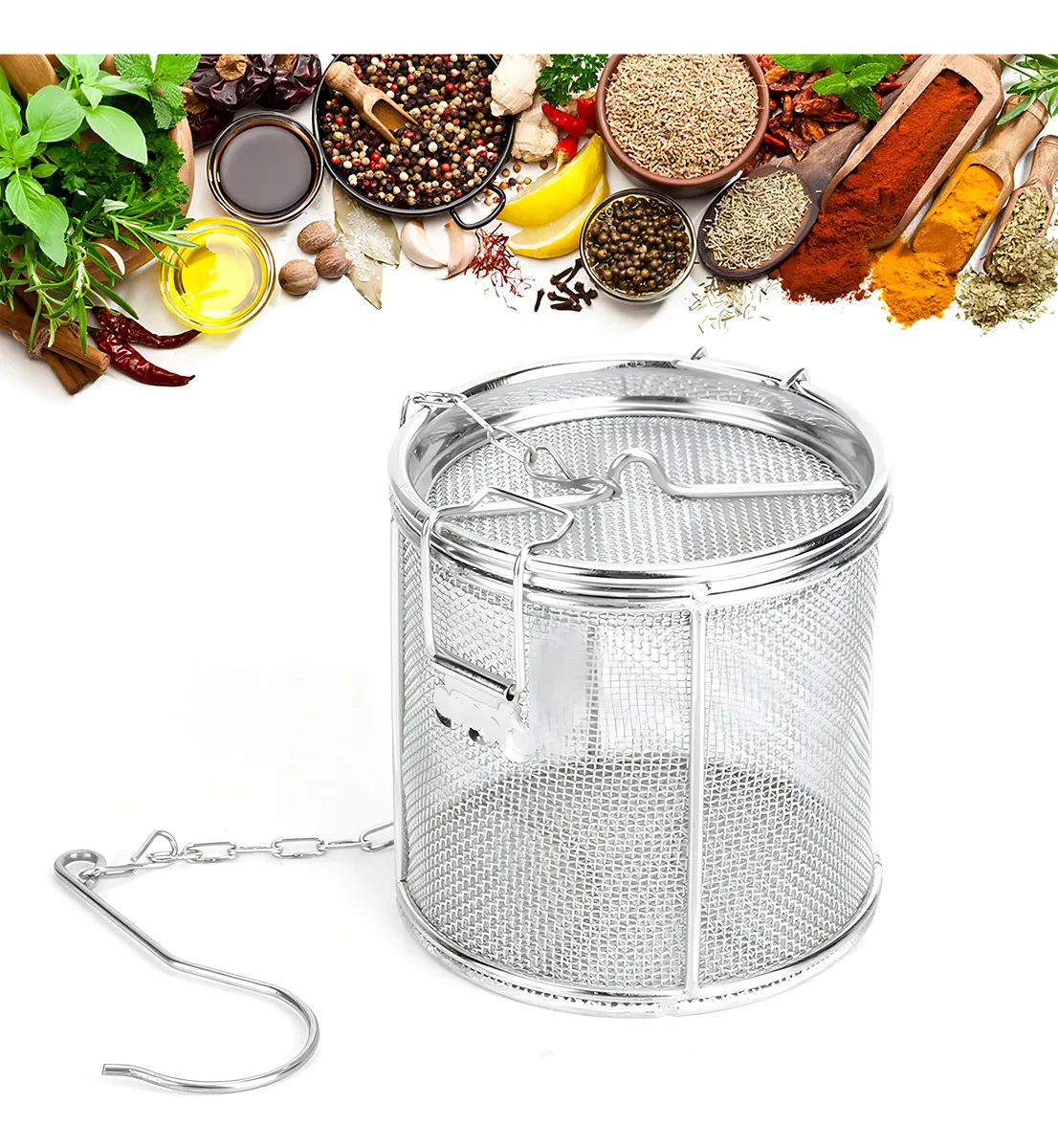 Colador de Especias Cuadrado 10x10cm Acero Inoxidable Premium - Marca Genérica - Filtro Fino para Infusiones Perfectas, Durabilidad y Fácil Limpieza