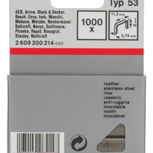 Grapas de Alambre Fino Bosch Tipo 59: 114mm x 0.74mm x 6mm - Acero Inoxidable para Grapadoras Eléctricas - Durabilidad y Rendimiento Superior