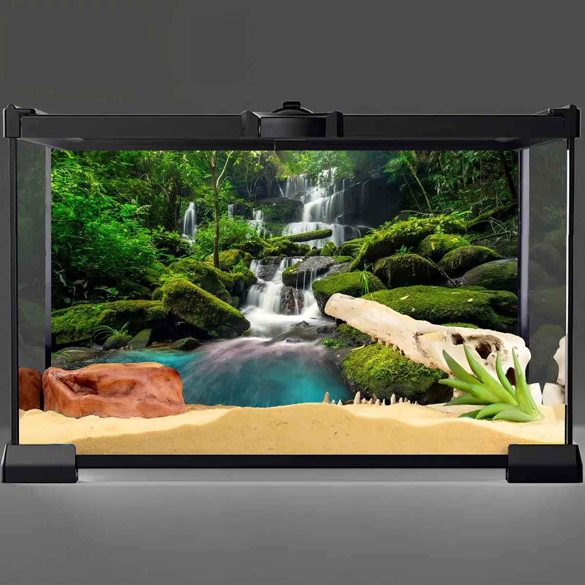 Fondo de Terrario Cascada Verde Reptiles & Acuarios - Exo Terra: Crea un Hábitat Natural, Realista y Estimulante para Tus Mascotas. Modelo FX-100