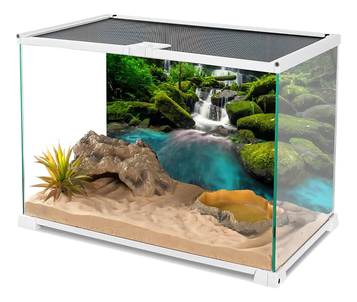 Fondo de Terrario Cascada Verde Reptiles & Acuarios - Exo Terra: Crea un Hábitat Natural, Realista y Estimulante para Tus Mascotas. Modelo FX-100