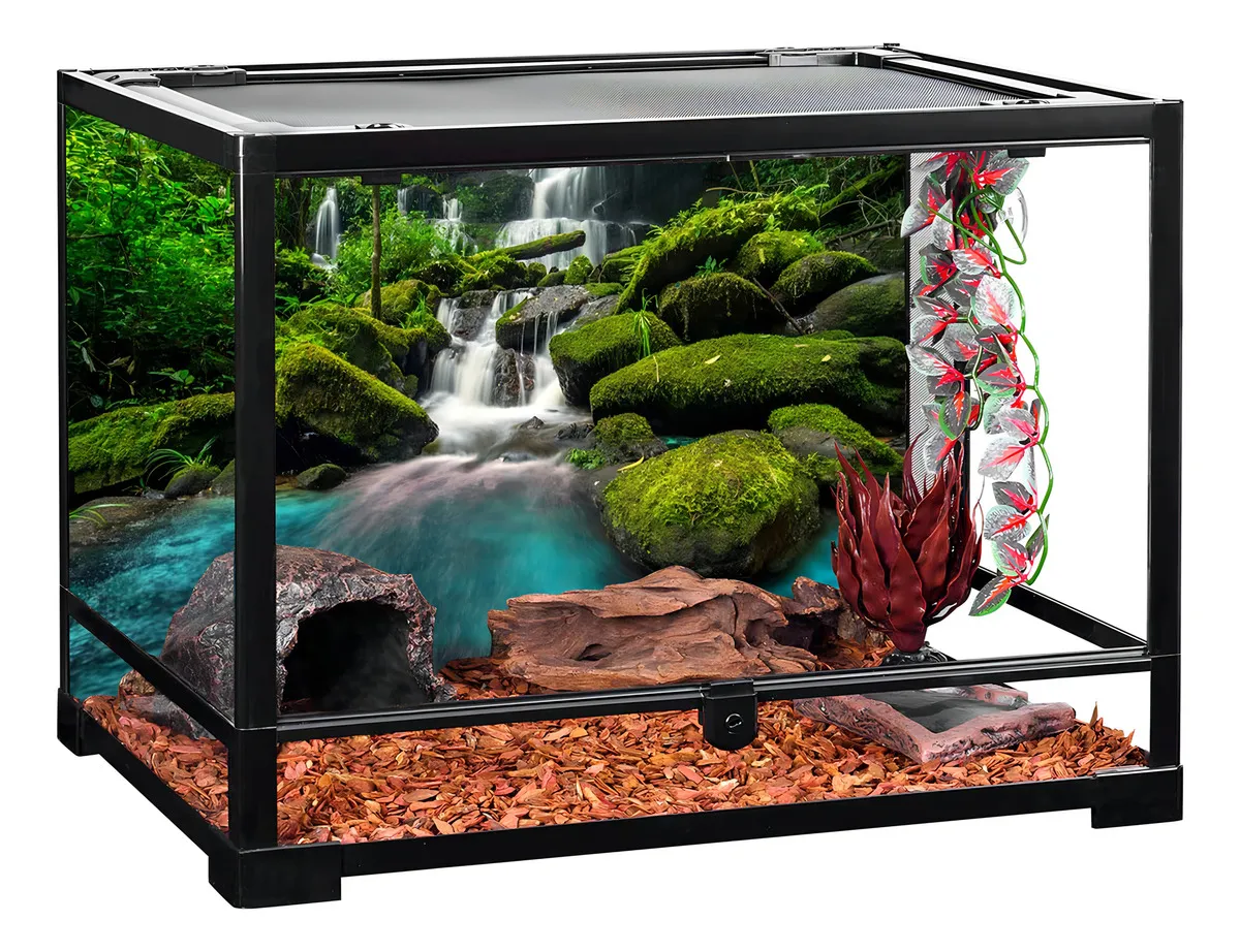 Fondo de Terrario Cascada Verde Reptiles & Acuarios - Exo Terra: Crea un Hábitat Natural, Realista y Estimulante para Tus Mascotas. Modelo FX-100