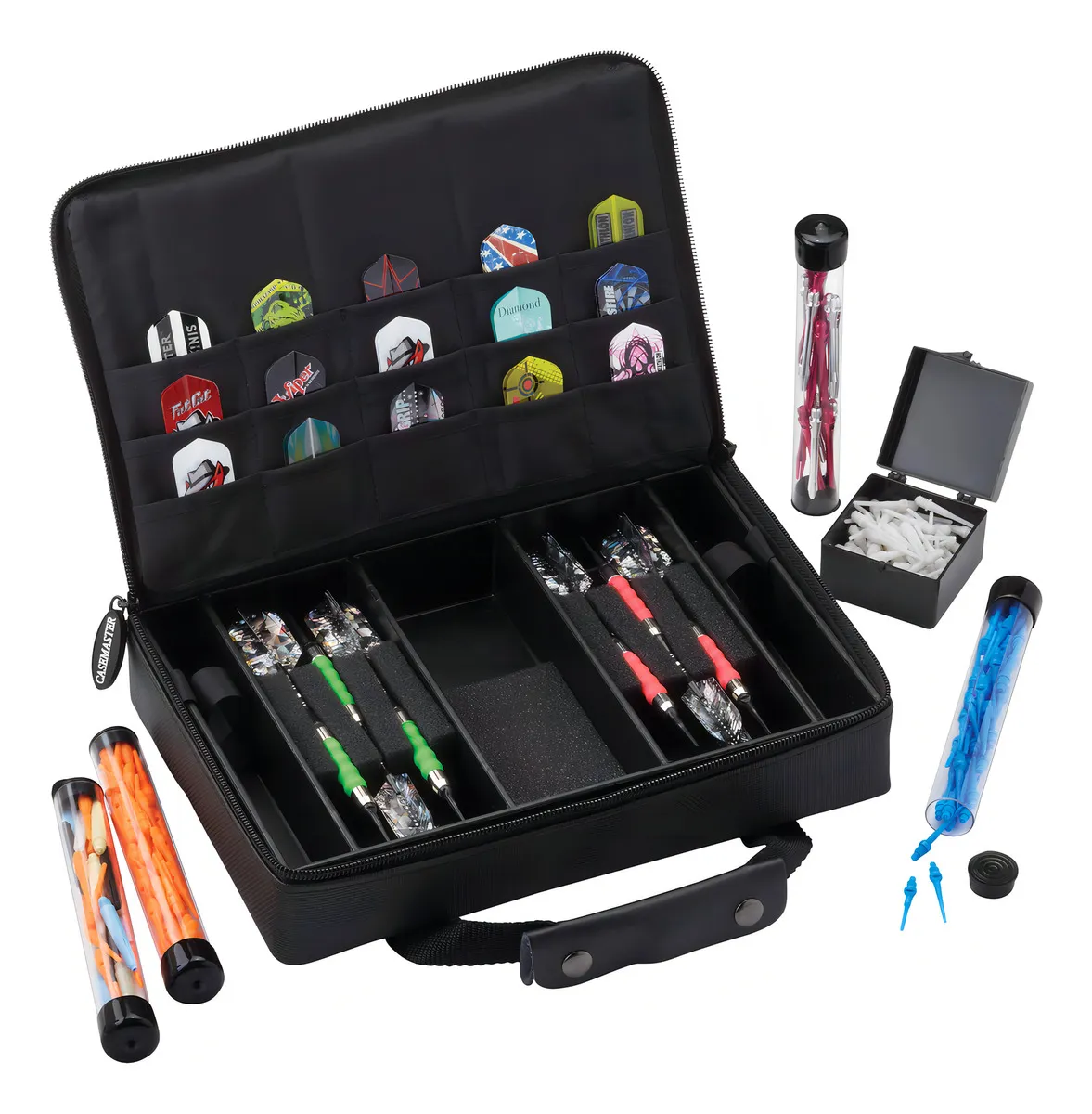 Juego de 2 Tacos de Billar Casemaster Classic: Calidad Premium para Jugadores Exigentes - Diseño Clásico, Punta de Cuero, Agarre Cómodo, Incluye Tizas