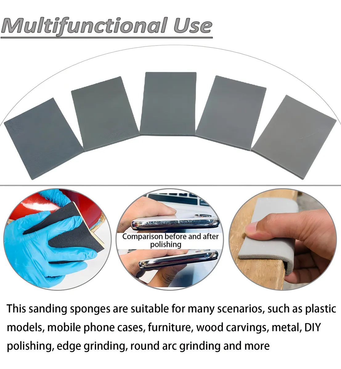 Juego de 20 Esponjas de Lijado GRIT-TECH®: Grano 400-3000, 3x4 Pulgadas, para Acabados Ultra Finos y Trabajos Detallados. Perfectas para Automotriz, M