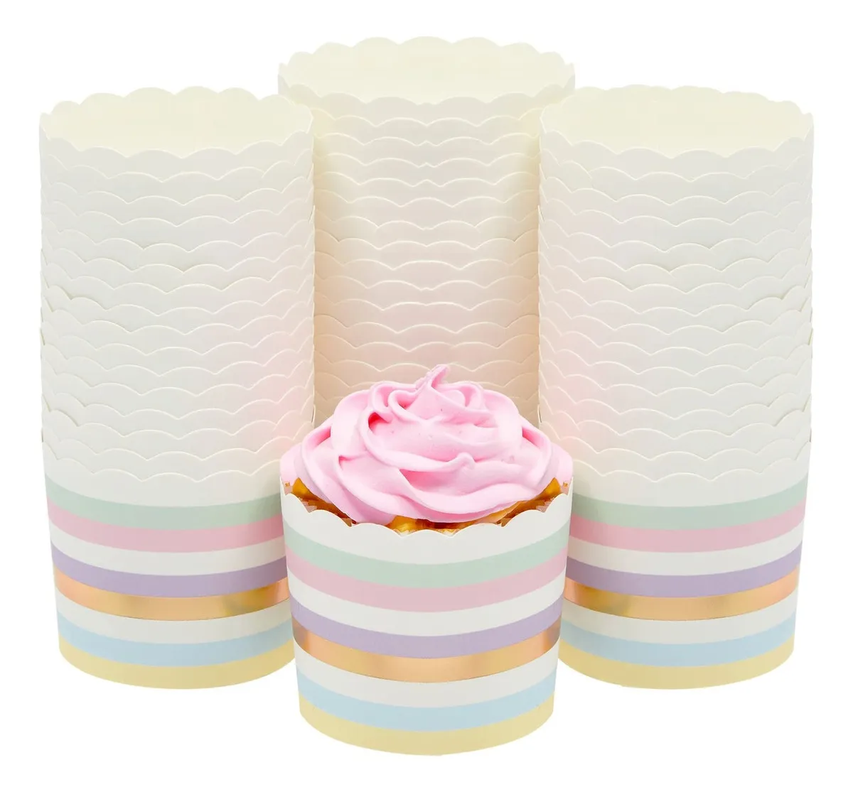 Moldeado Perfecto: 50 Forros Grandes para Magdalenas de 5.5 cm, Marca 'Hornear Con Amor', Diseño Antiadherente, Horno Seguro, Ideales para Repostería