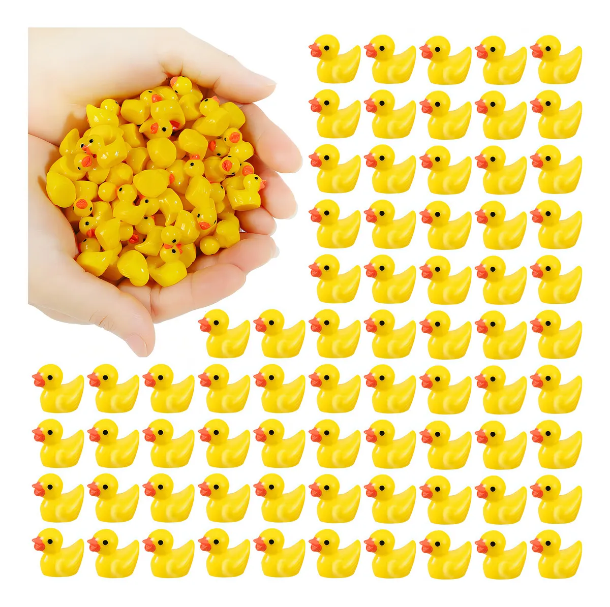 ¡Decora con Encanto! Juego de 100 Mini Patitos de Resina Sonriente, Marca 'Ducklings Delight', Ideal para Manualidades, Decoración Miniatura y Detalle
