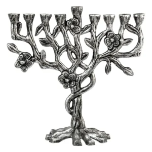 Menorá de Janucá Árbol de la Vida Plateada - Elegancia Festiva, Diseño Sagrado y Durabilidad Garantizada por [Marca] - Modelo [Número de Modelo Opcion