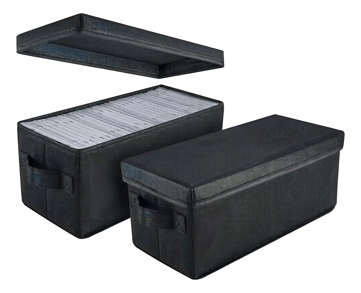 Organiza tu Colección: Cajas de Almacenamiento YG-EJSJ-02 para CD/DVD (Paquete de 2) - Tela Resistente, Apilable, con Asas - 13.3" x 5.9" x 5.3" - Ide
